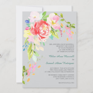 Spring Bouquet Border Formal Wedding Kaart