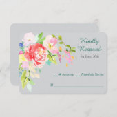 Spring Bouquet Border Wedding RSVP (Voorkant / Achterkant)