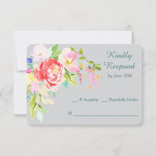 Spring Bouquet Border Wedding RSVP (Voorkant)