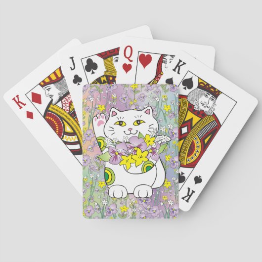 Spring Bouquet Maneki Neko (Lucky Cat) Speelkaarten (Achterkant)