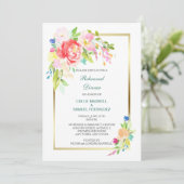 Spring Bouquet Wedding Rehearsal Dinner Uitnodigin Kaart (Staand voorkant)