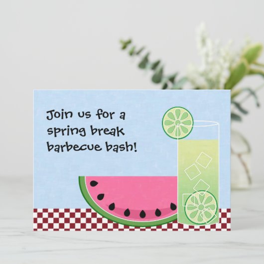 Spring Break Barbecue Basis Uitnodiging (Staand voorkant)