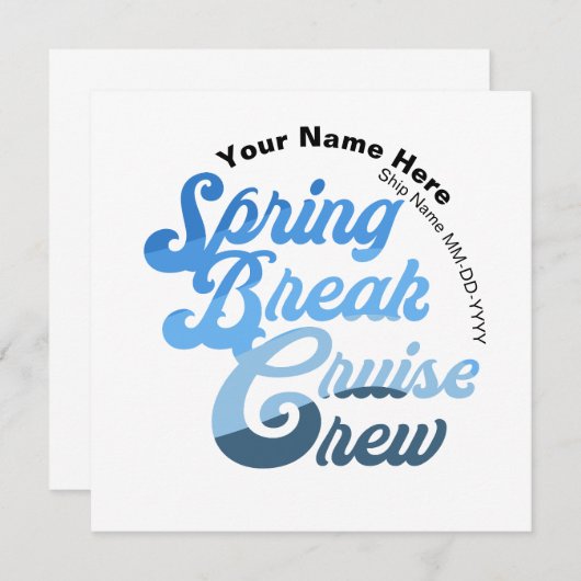 Spring Break Cruise Crew Kaart (Voorkant / Achterkant)