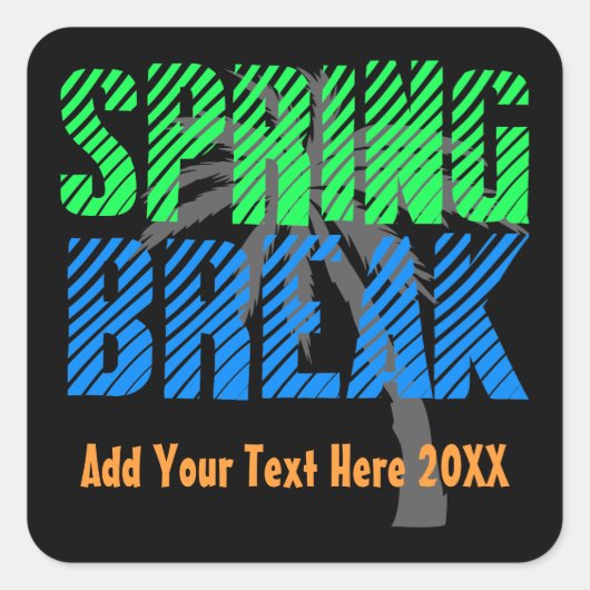 Spring Break Custom Neon Souvenir Vierkante Sticker (Voorkant)