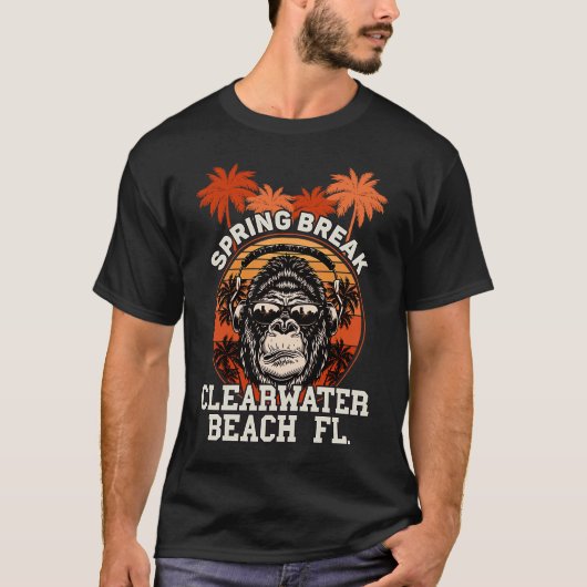 Spring Break Klerwater Beach Fl Gorilla Hoofdtelef T-shirt (Voorkant)