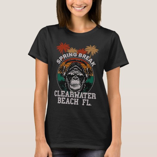 Spring Break Klerwater Beach Fl Gorilla Hoofdtelef T-shirt (Voorkant)