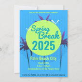 Spring Break Palm Tree Invitation Bleu (Devant)
