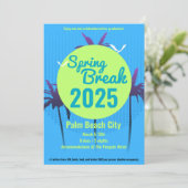 Spring Break Palm Tree Invitation Bleu (Debout devant)