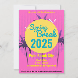 Spring Break Palm Tree Invitation rose