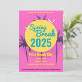 Spring Break Palm Tree Invitation rose (Debout devant)