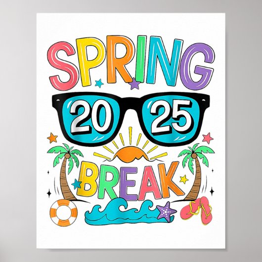 Spring Break Squad Crew 2025 Beach Palm Fa Poster (Voorkant)