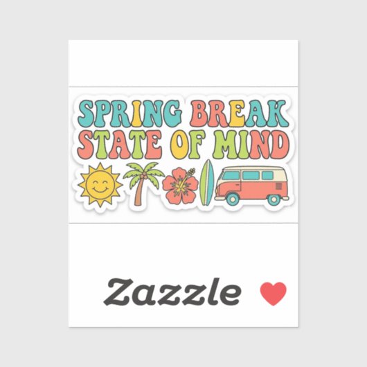 Spring Break State of Mind Aesthetic Beach Sticker (Vel)