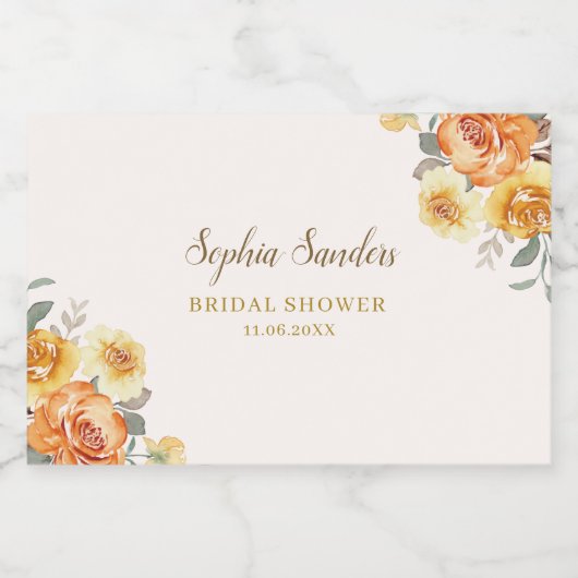 Spring Bridal Shower Featuring Orange Blossoms Sparkling Wijnetiket (Enkel label)