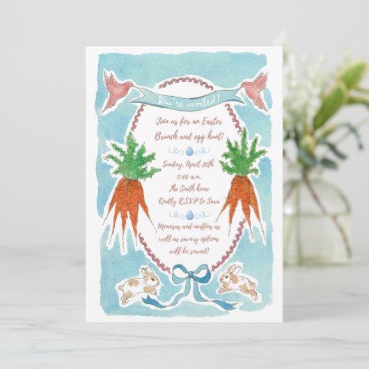 Spring Brunch Invitation Digitale Download Sjabloo Kaart (Staand voorkant)