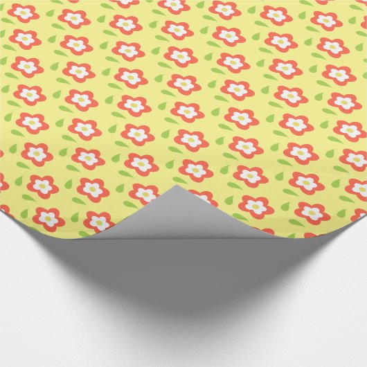 Spring Bubble Flowers Yellow Pattern Cadeaupapier (Hoek)