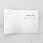 Spring Bunny and Eggs Pink Stripes 5x7 Easter Card Bedankkaart (Binnen)