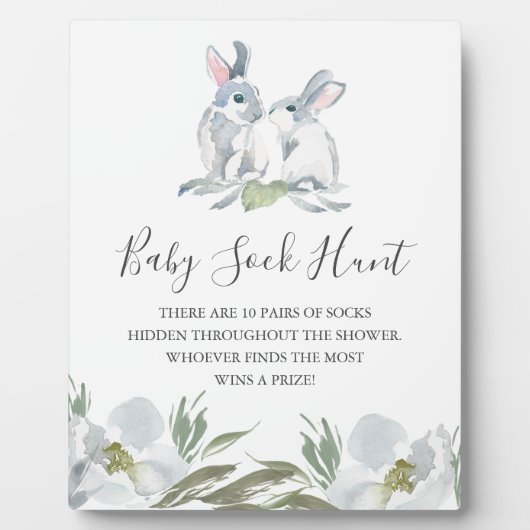 Spring Bunny Baby shower Games Plaque Fotoplaat (Voorkant)