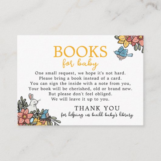 Spring Bunny Boeken voor Baby shower Informatiekaartje (Voorkant)