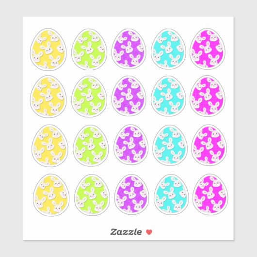 Spring Bunny Face Easter Eggs-Pastel Sticker Sheet (Feuille)