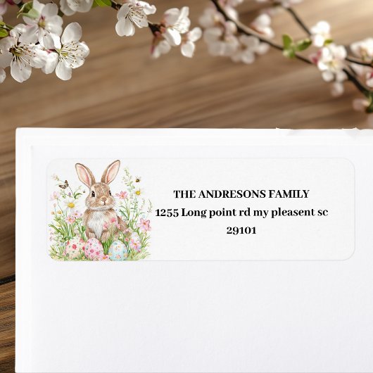 Spring Bunny & Floral Gepersonaliseerde Pasen Etiket