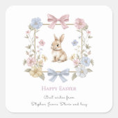 Spring Bunny Floral Wreath Easter Sticker (Devant)
