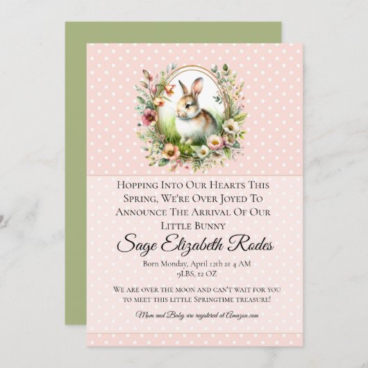 Spring Bunny Kaart (Voorkant / Achterkant)