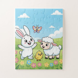 Spring Bunny Kids Puzzle | Bunny Lamb Chick Educat Legpuzzel