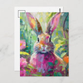 Spring Bunny Kleurrijke Moderne Abstracte Kunst Briefkaart (Voorkant / Achterkant)