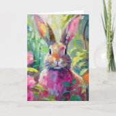 Spring Bunny Kleurrijke Moderne Abstracte Kunst Kaart (Voorkant)