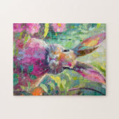 Spring Bunny Kleurrijke Moderne Abstracte Kunst Legpuzzel (Horizontaal)