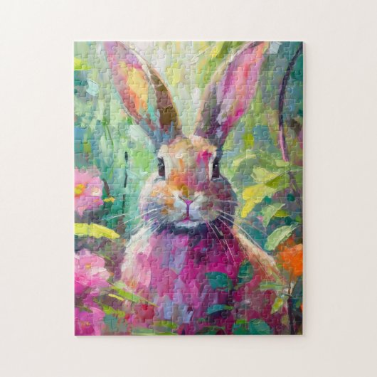 Spring Bunny Kleurrijke Moderne Abstracte Kunst Legpuzzel (Verticaal)