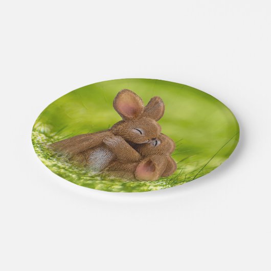 Spring Bunny Lovers Papieren Bordje (Gekanteld)