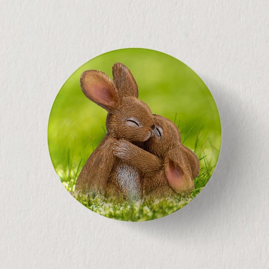 Spring Bunny Lovers Ronde Button 3,2 Cm (Voorkant)
