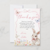 Spring Bunny met vlinders en lint boog Lijst Bedankkaart (Voorkant)