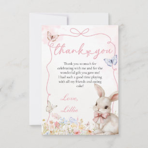 Spring Bunny met vlinders en lint boog Lijst Bedankkaart