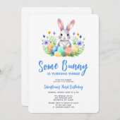 Spring Bunny Rabbit Pasen Derde Verjaardag Kaart (Voorkant / Achterkant)