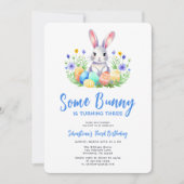 Spring Bunny Rabbit Pasen Derde Verjaardag Kaart (Voorkant)