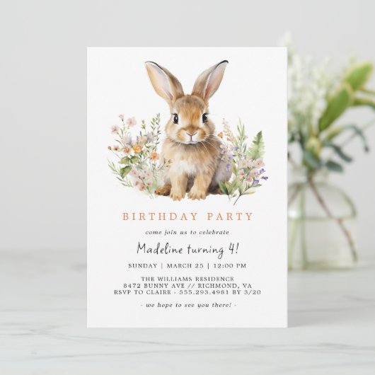 Spring Bunny Rabbit | Schattige Alle Leeftijd Meis Kaart (Staand voorkant)