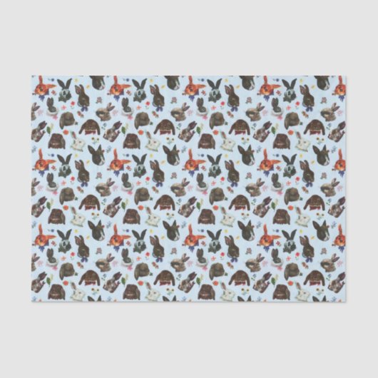 Spring Bunny Rabbits Forest Floral Tissuepapier (Voorkant)