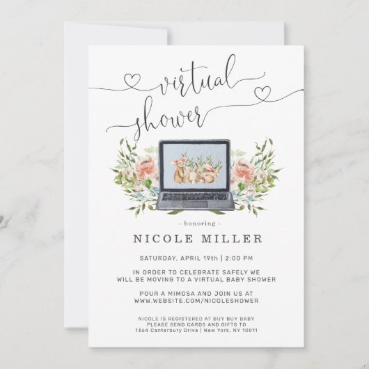 Spring Bunny | Uitnodiging virtueel Baby shower (Voorkant)