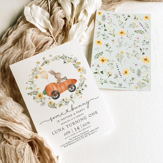 Spring Bunny Wildflower Wreath Paasdag Kaart