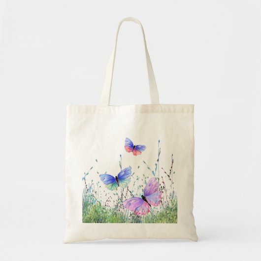 Spring Butterflies vliegend in Natuur Canvas tas (Voorkant)