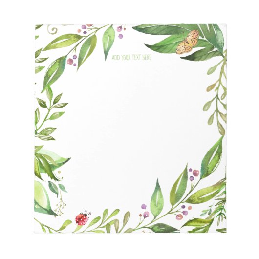 Spring Butterfly Garden | Voeg je eigen monogram t Notitieblok (Voorkant)