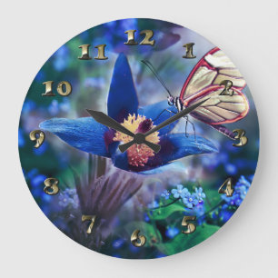 Spring Butterfly op Blue Flower Grote Klok