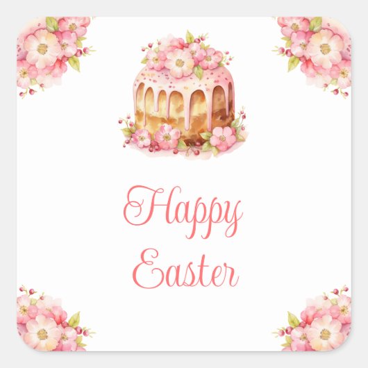 Spring Cake Easter Brunch Vierkante Sticker (Voorkant)