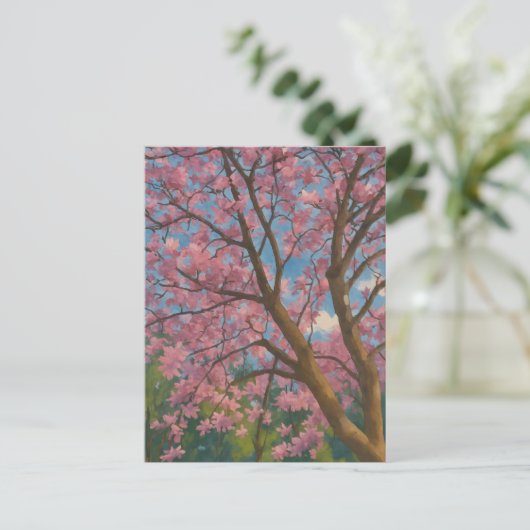 Spring Canopy – Bloesemboom & Blauwe Hemel Schilde Briefkaart (Staand voorkant)