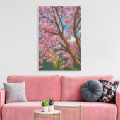 Spring Canopy – Bloesemboom & Blauwe Hemel Schilde Canvas Afdruk (Insitu (Woonkamer))
