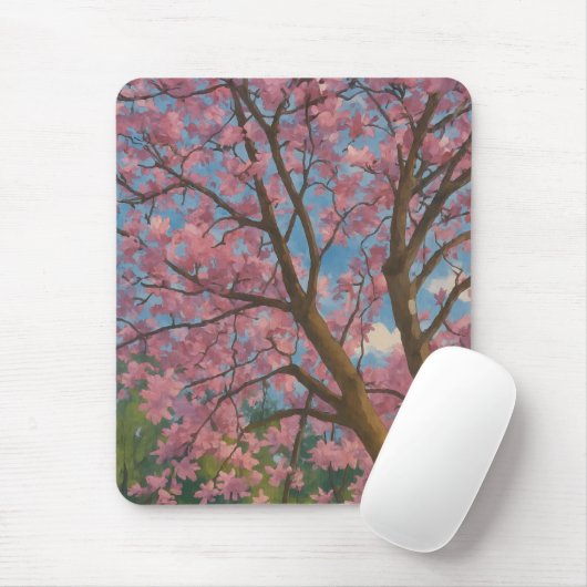Spring Canopy – Blossom Tree & Blue Sky Painting Muismat (Met muis)