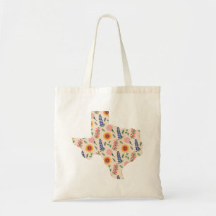 Spring Canvas tas Texas Outline Flowers Pattern