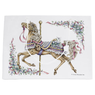 Spring Carousel Horse Draft Gift Bag Large Cadeautasje